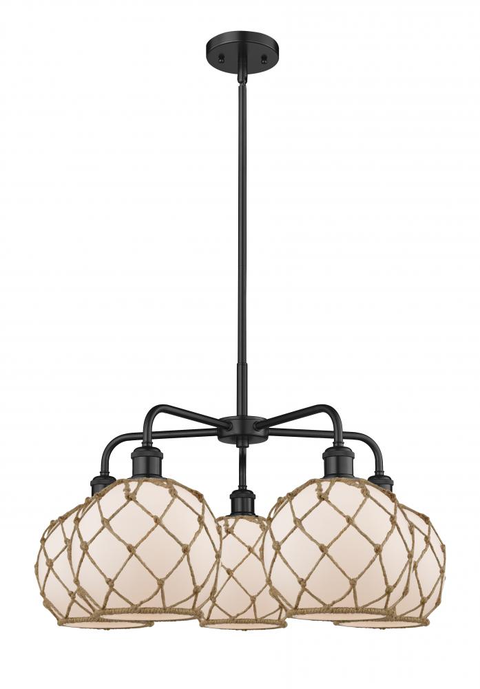 Farmhouse Rope - 5 Light - 27 inch - Matte Black - Stem hung - Chandelier