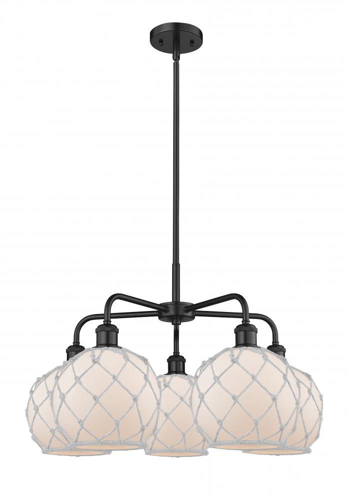 Farmhouse Rope - 5 Light - 27 inch - Matte Black - Stem hung - Chandelier