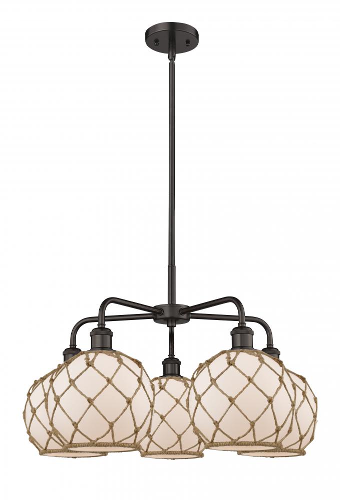 Farmhouse Rope - 5 Light - 27 inch - Oil Rubbed Bronze - Stem hung - Chandelier