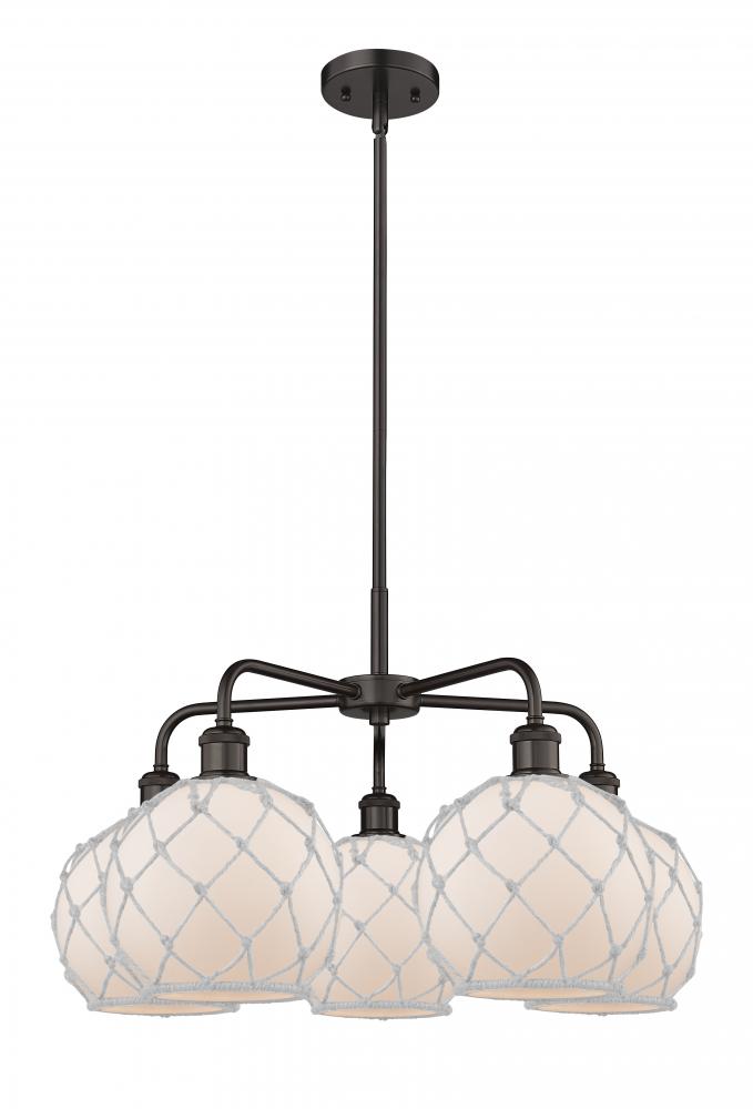 Farmhouse Rope - 5 Light - 27 inch - Oil Rubbed Bronze - Stem hung - Chandelier
