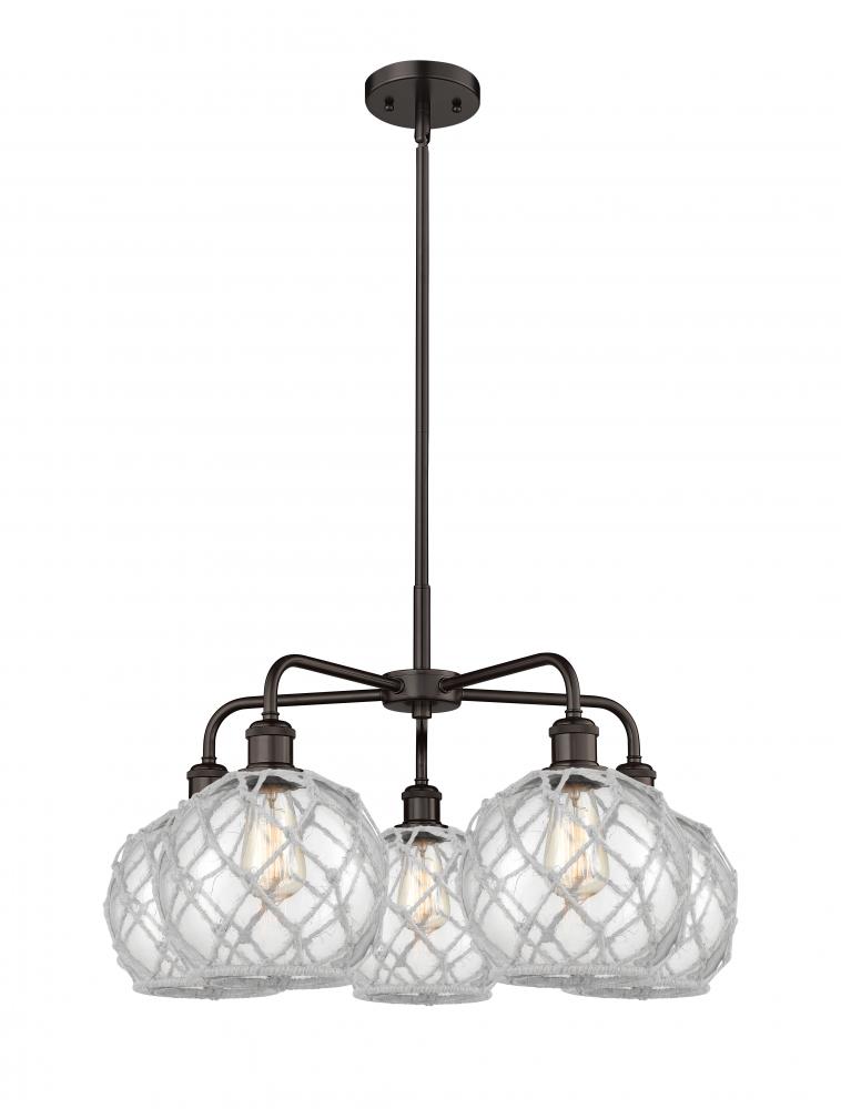 Farmhouse Rope - 5 Light - 27 inch - Oil Rubbed Bronze - Stem hung - Chandelier