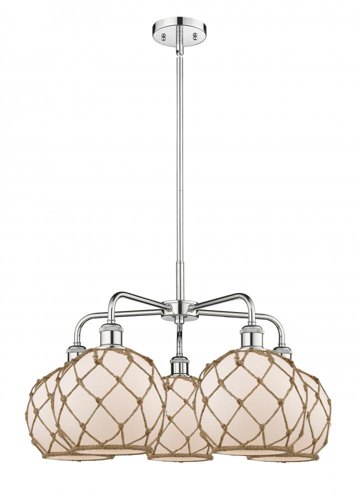 Farmhouse Rope - 5 Light - 27 inch - Polished Chrome - Stem hung - Chandelier