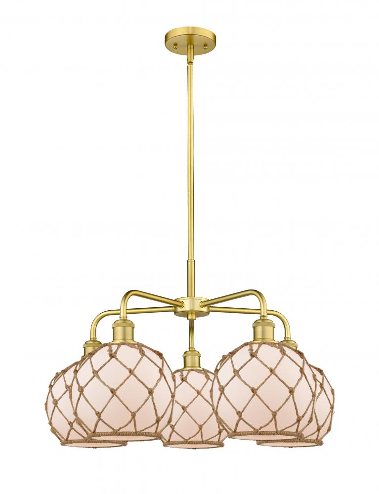 Farmhouse Rope - 5 Light - 27 inch - Satin Gold - Stem hung - Chandelier