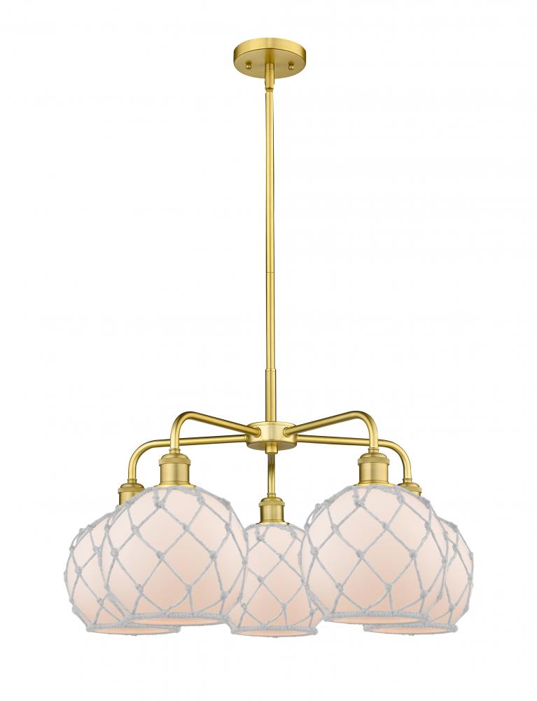 Farmhouse Rope - 5 Light - 27 inch - Satin Gold - Stem hung - Chandelier