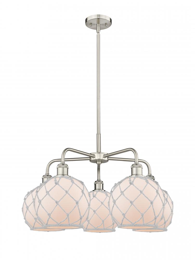 Farmhouse Rope - 5 Light - 27 inch - Satin Nickel - Stem hung - Chandelier