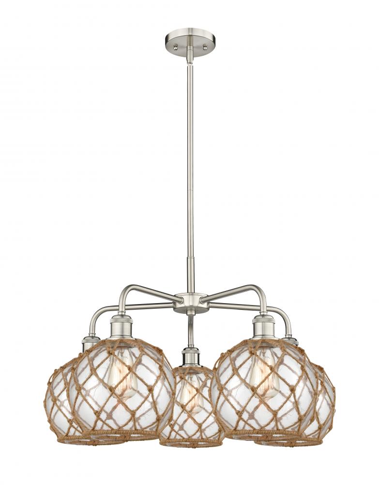 Farmhouse Rope - 5 Light - 27 inch - Satin Nickel - Stem hung - Chandelier
