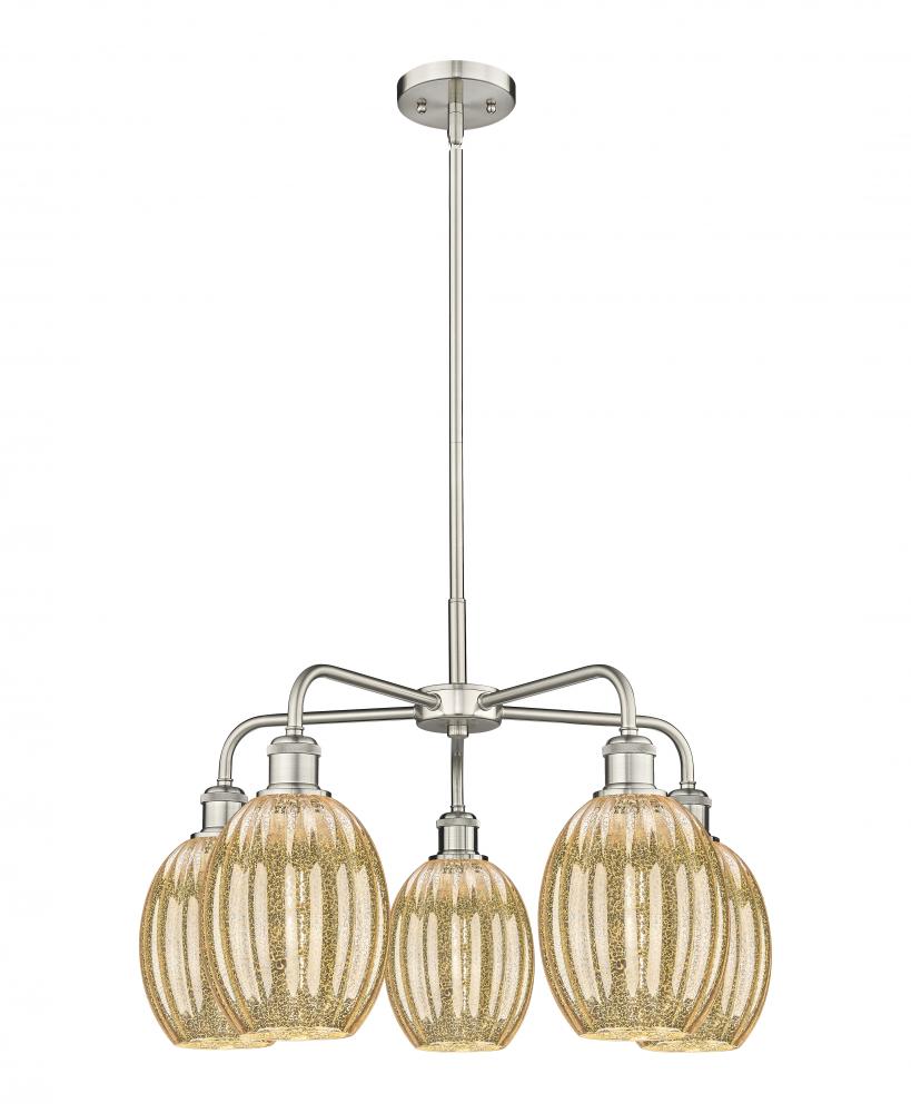 Preston Bulb - 5 Light - 25 inch - Satin Gold - Stem hung - Chandelier