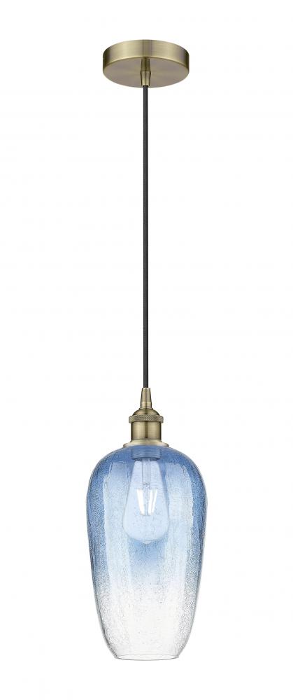 Brookhaven Flute - 1 Light - 7 inch - Antique Brass - Cord hung - Mini Pendant