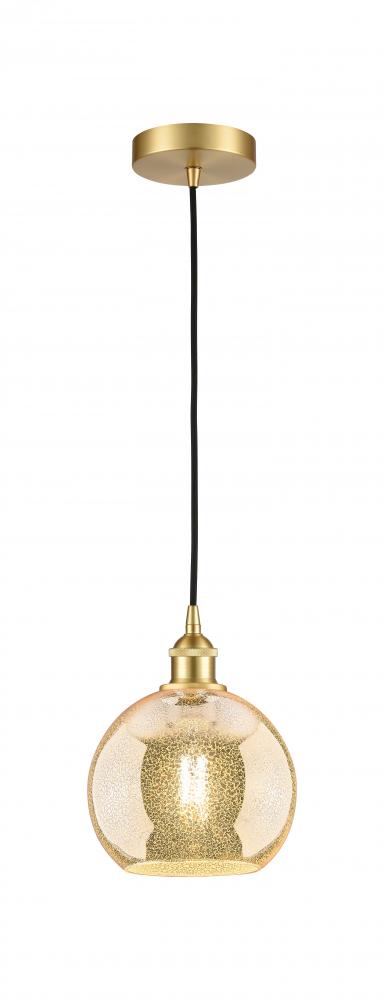 Athens - 1 Light - 8 inch - Satin Gold - Cord hung - Mini Pendant