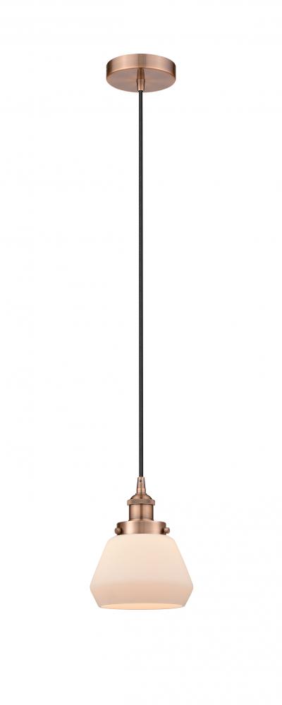 Fulton - 1 Light - 7 inch - Antique Copper - Cord hung - Mini Pendant