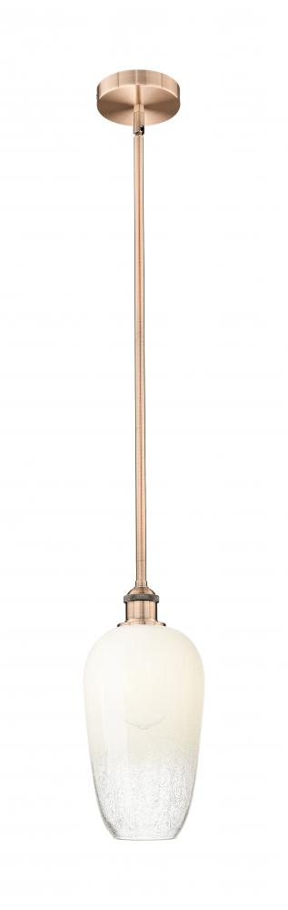Brookhaven Flute - 1 Light - 7 inch - Antique Copper - Stem hung - Mini Pendant