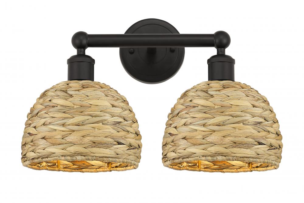 Woven Rattan - 2 Light - 17 inch - Oil Rubbed Bronze - Bath Vanity Light