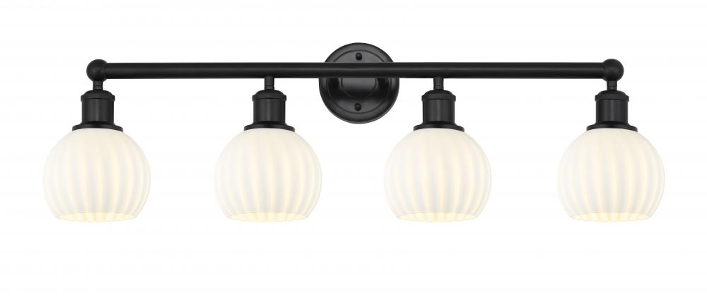 White Venetian - 4 Light - 33 inch - Matte Black - Bath Vanity Light