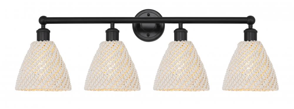 Bristol Natural - 4 Light - 35 inch - Matte Black - Bath Vanity Light