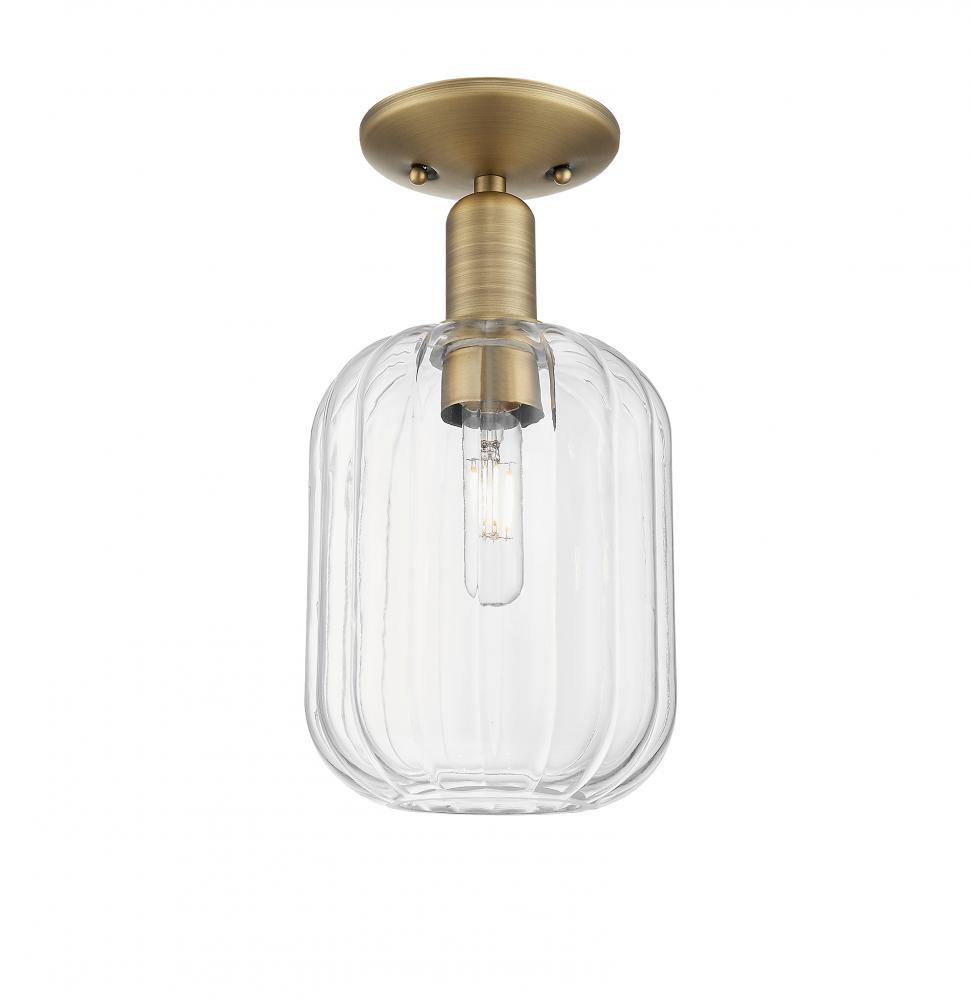 Preston Cylinder - 1 Light - 6 inch - Brushed Brass - Semi-Flush Mount