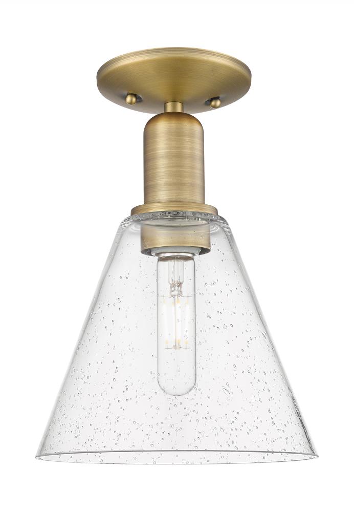 Berkshire Glass - 1 Light - 8 inch - Brushed Brass - Semi-Flush Mount