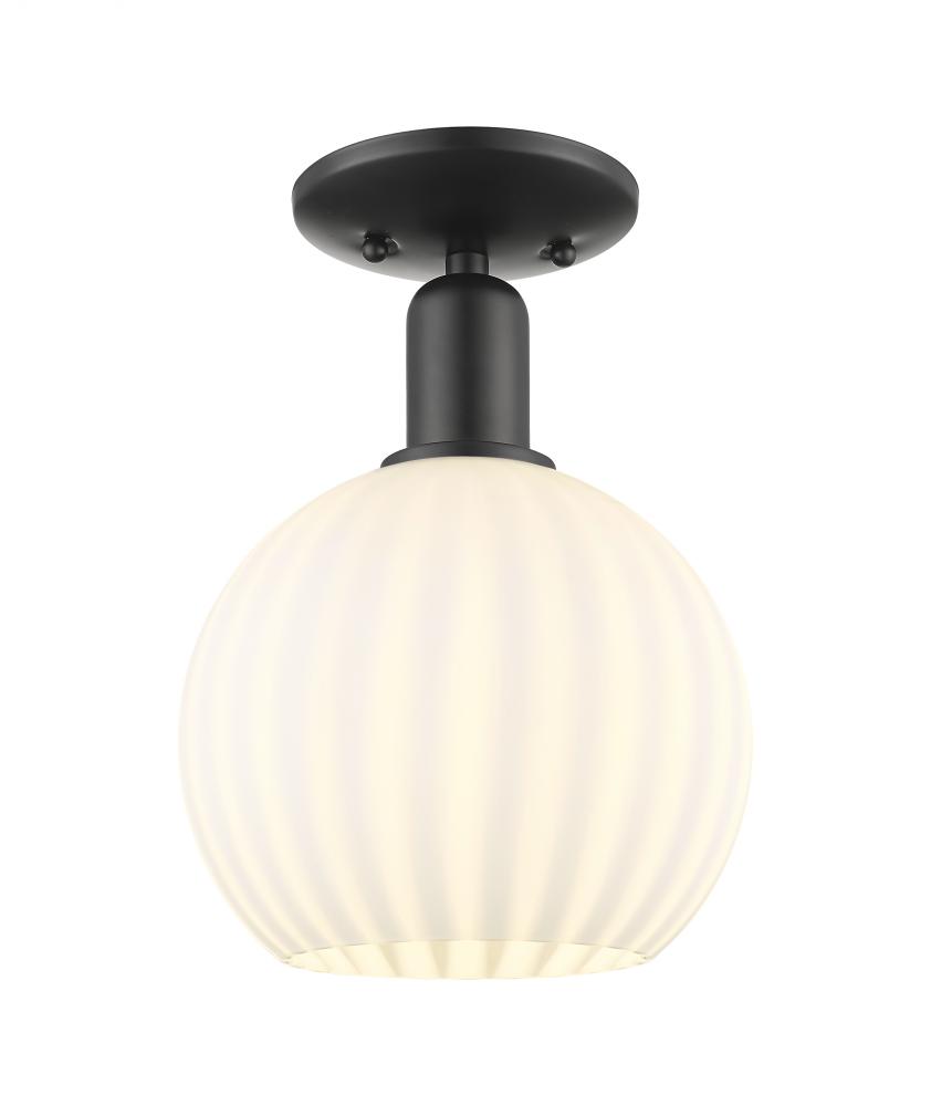 White Venetian - 1 Light - 8 inch - Matte Black - Semi-Flush Mount