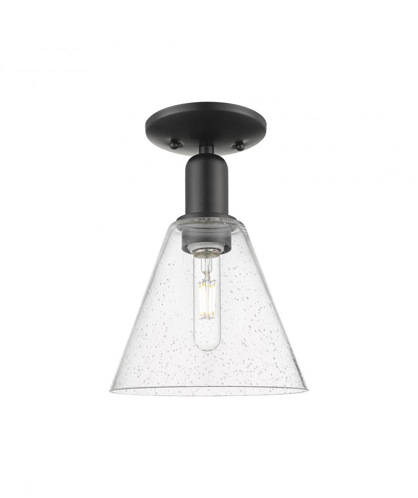 Berkshire Glass - 1 Light - 8 inch - Matte Black - Semi-Flush Mount