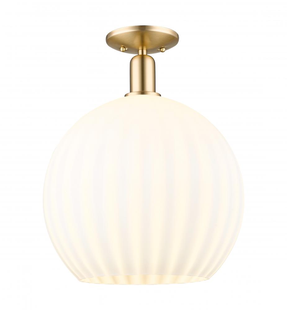 White Venetian - 1 Light - 14 inch - Champagne Bronze - Semi-Flush Mount