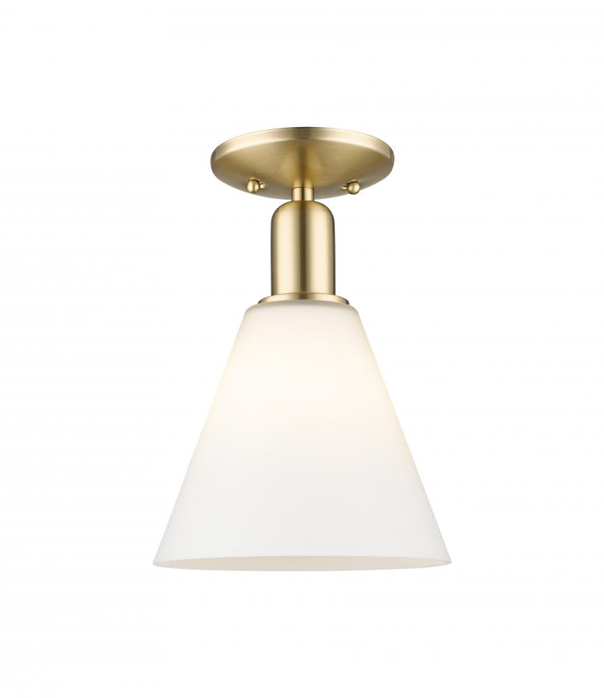 Berkshire Glass - 1 Light - 8 inch - Champagne Bronze - Semi-Flush Mount