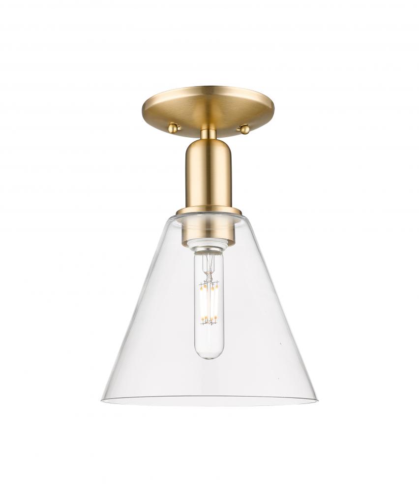 Berkshire Glass - 1 Light - 8 inch - Champagne Bronze - Semi-Flush Mount