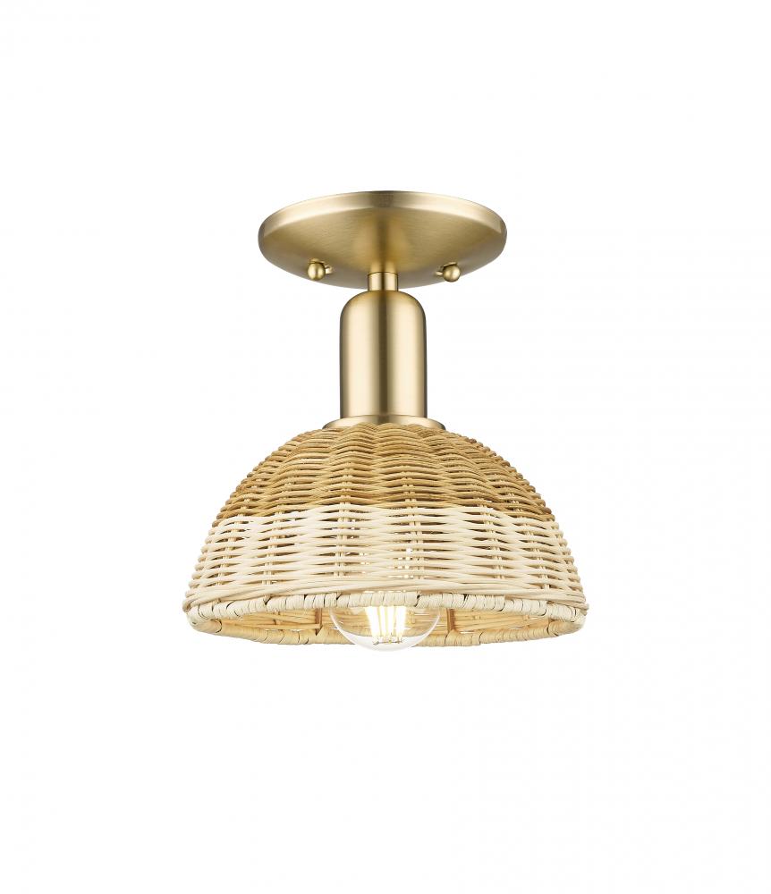 Natural Ballston Dome - 1 Light - 6 inch - Matte Black - Semi-Flush Mount
