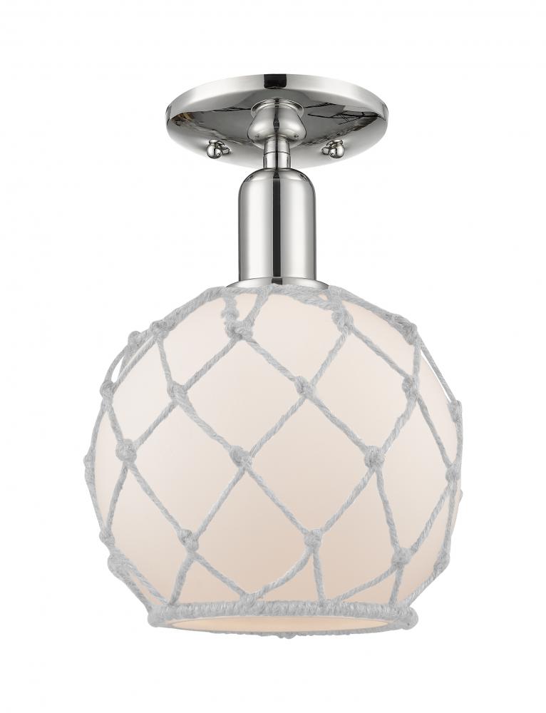 Farmhouse Rope - 1 Light - 8 inch - Polished Nickel - Semi-Flush Mount