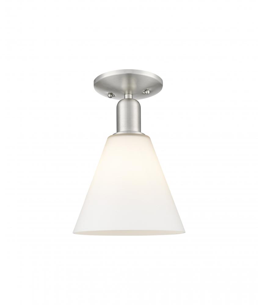Berkshire Glass - 1 Light - 8 inch - Brushed Satin Nickel - Semi-Flush Mount