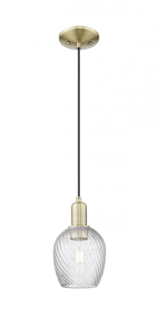 Salina - 1 Light - 6 inch - Brushed Satin Nickel - Cord hung - Mini Pendant
