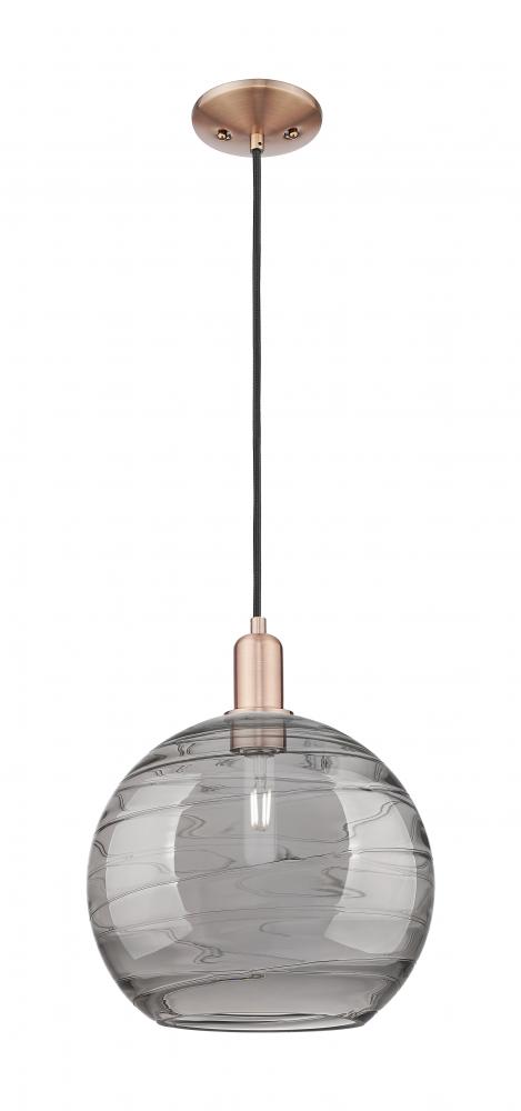 Athens Deco Swirl - 1 Light - 12 inch - Antique Copper - Cord hung - Mini Pendant