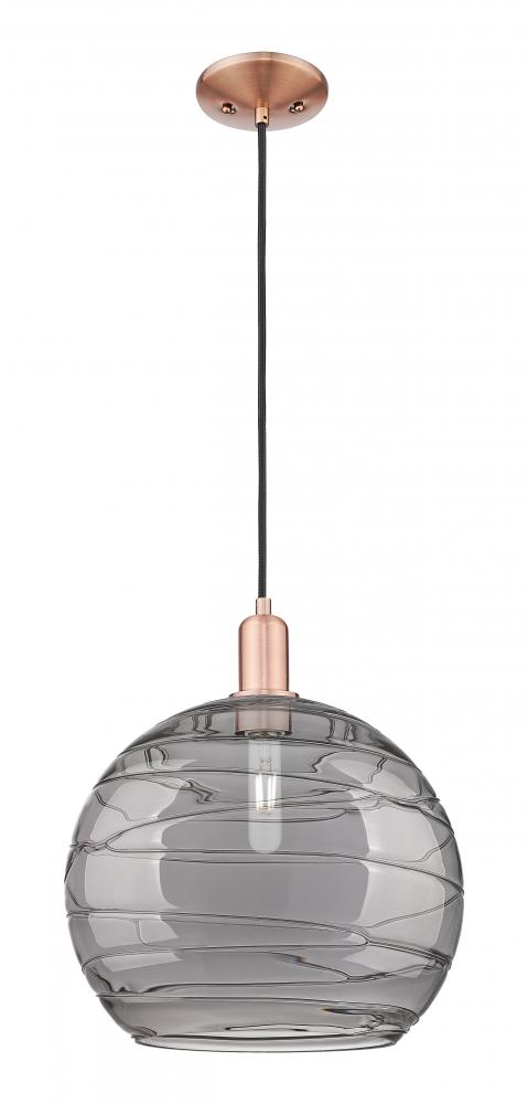 Athens Deco Swirl - 1 Light - 14 inch - Antique Copper - Cord hung - Mini Pendant