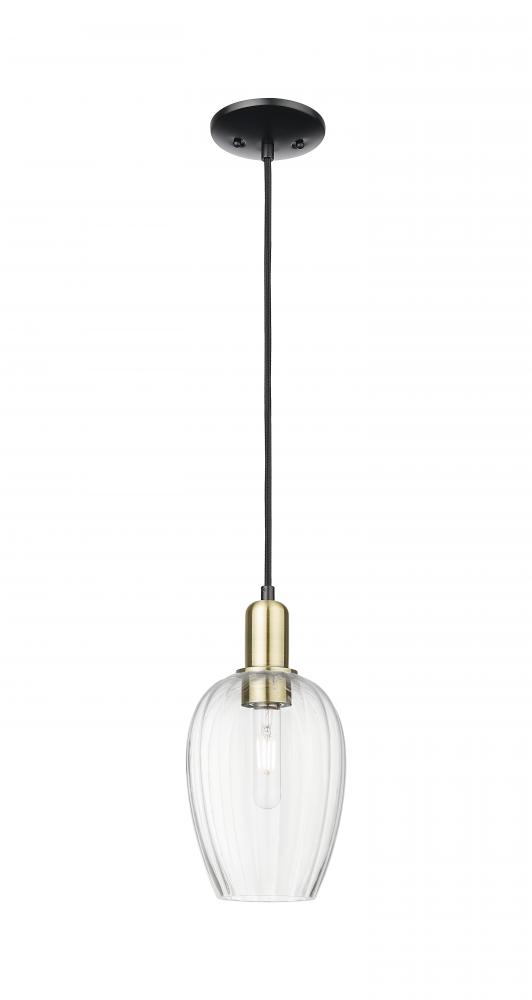 Preston Flute - 1 Light - 6 inch - Black Antique Brass - Cord hung - Mini Pendant