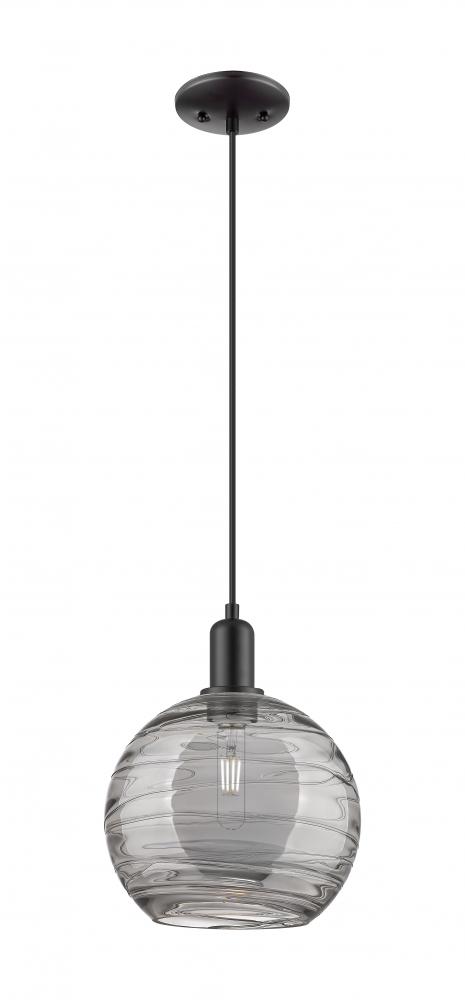 Athens Deco Swirl - 1 Light - 10 inch - Matte Black - Cord hung - Mini Pendant