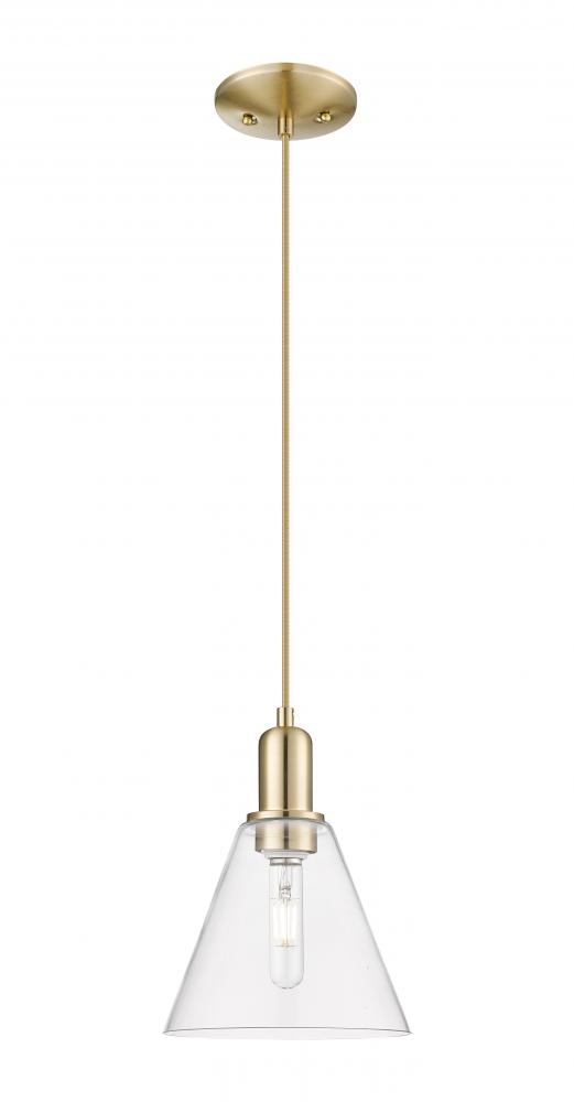 Berkshire Glass - 1 Light - 8 inch - Champagne Bronze - Cord hung - Mini Pendant