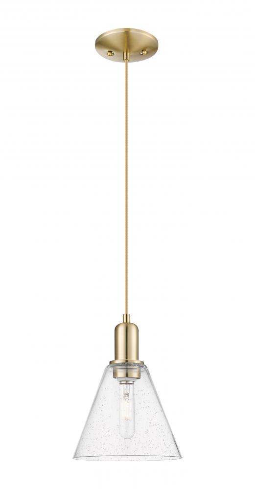 Berkshire Glass - 1 Light - 8 inch - Champagne Bronze - Cord hung - Mini Pendant