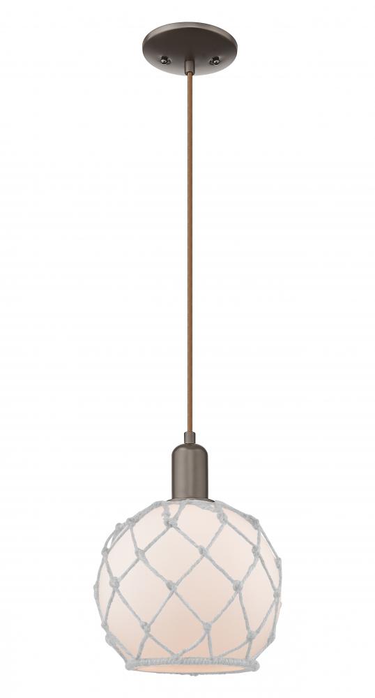 Farmhouse Rope - 1 Light - 8 inch - Oil Rubbed Bronze - Cord hung - Mini Pendant