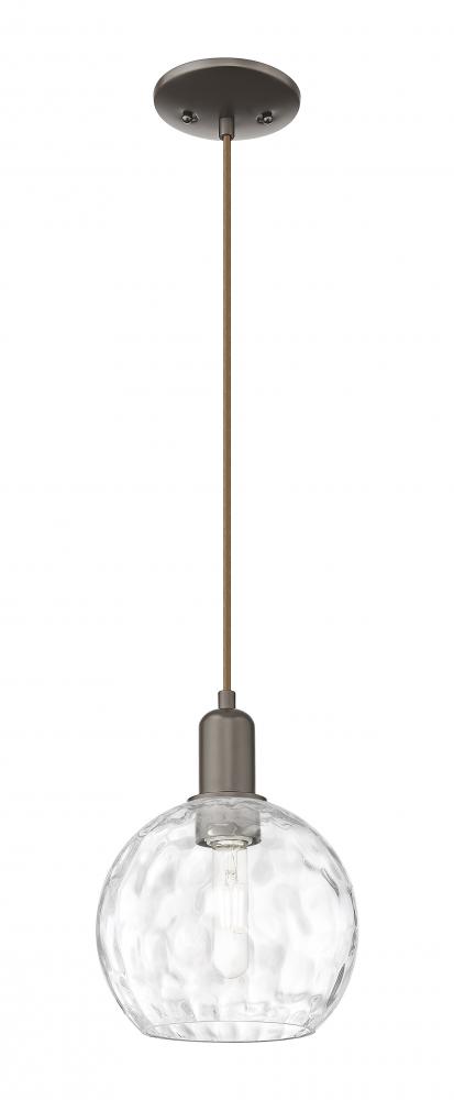 Athens Water Glass - 1 Light - 8 inch - Oil Rubbed Bronze - Cord hung - Mini Pendant