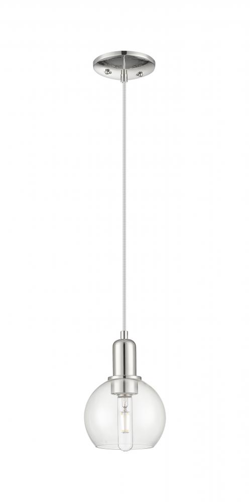 Athens - 1 Light - 6 inch - Polished Nickel - Cord hung - Mini Pendant