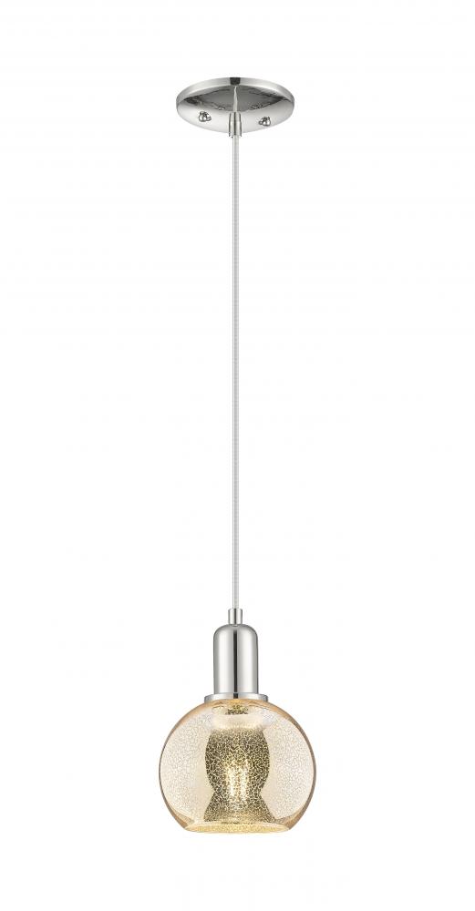 Athens - 1 Light - 6 inch - Polished Nickel - Cord hung - Mini Pendant