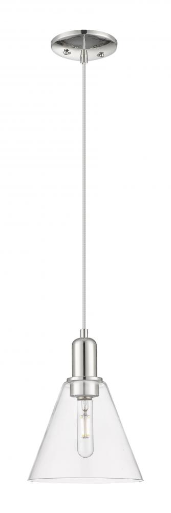 Berkshire Glass - 1 Light - 8 inch - Polished Nickel - Cord hung - Mini Pendant