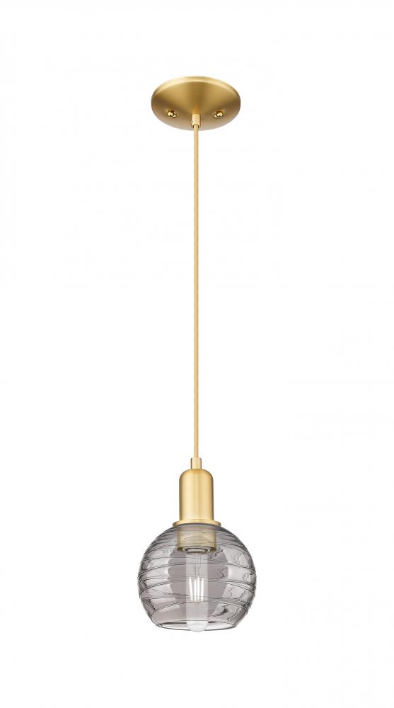 Athens Deco Swirl - 1 Light - 6 inch - Satin Gold - Cord hung - Mini Pendant