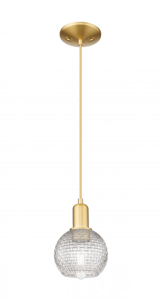Athens - 1 Light - 6 inch - Satin Gold - Cord hung - Mini Pendant