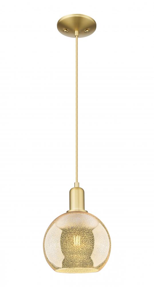 Athens - 1 Light - 8 inch - Satin Gold - Cord hung - Mini Pendant