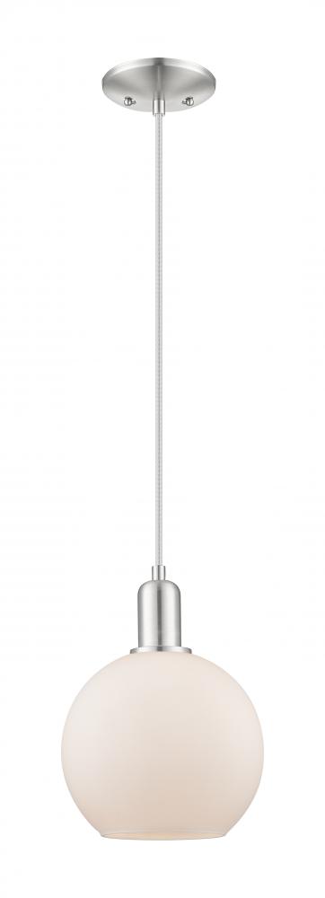 Athens - 1 Light - 8 inch - Brushed Satin Nickel - Cord hung - Mini Pendant