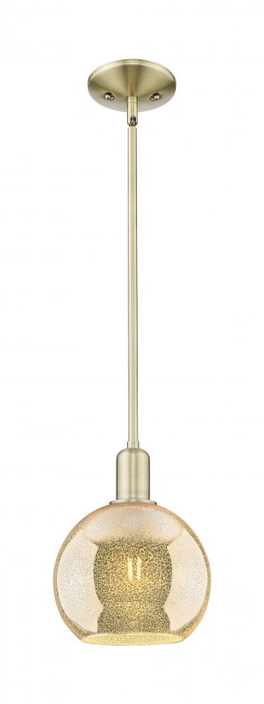 Athens - 1 Light - 8 inch - Antique Brass - Stem hung - Mini Pendant