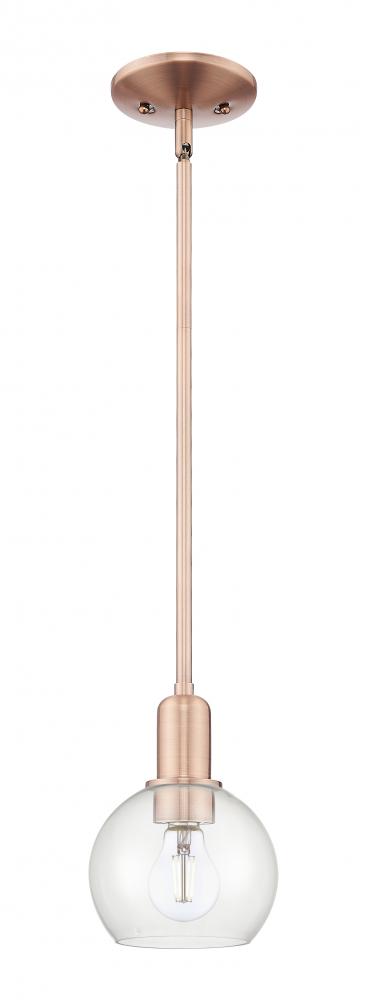 Athens - 1 Light - 6 inch - Antique Copper - Stem hung - Mini Pendant