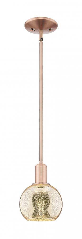 Athens - 1 Light - 6 inch - Antique Copper - Stem hung - Mini Pendant