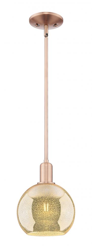 Athens - 1 Light - 8 inch - Antique Copper - Stem hung - Mini Pendant