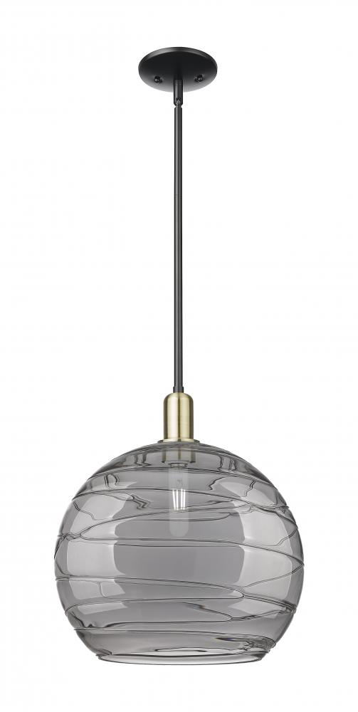 Athens Deco Swirl - 1 Light - 14 inch - Black Antique Brass - Stem hung - Mini Pendant