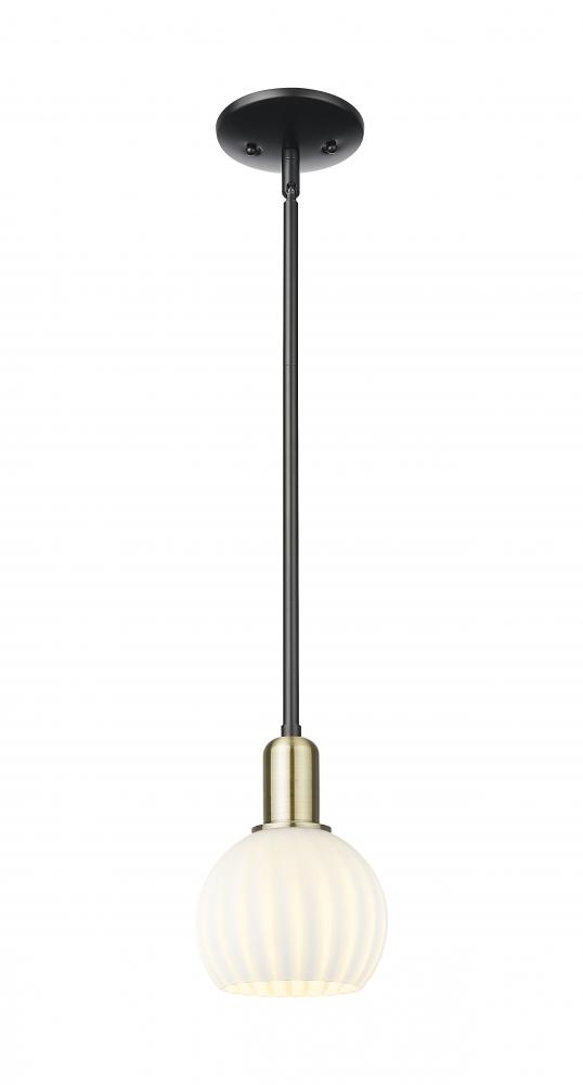 White Venetian - 1 Light - 6 inch - Black Antique Brass - Stem hung - Mini Pendant